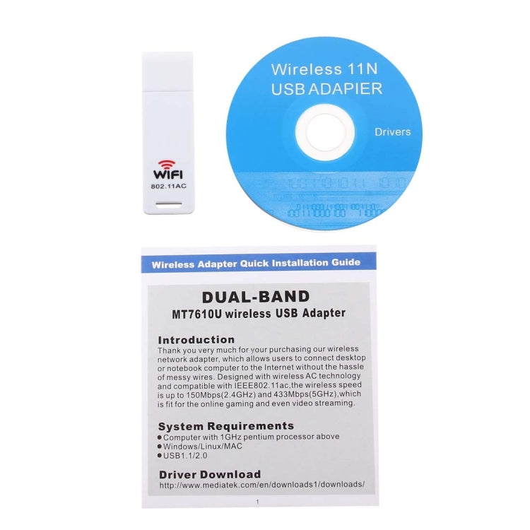 2.4GHz / 5GHz Dual-Band Support 802.11ac USB WiFi Wireless Adapter 2.4GHz / 5GHz Dual-Band Support 802.11ac USB WiFi Wireless Adapter